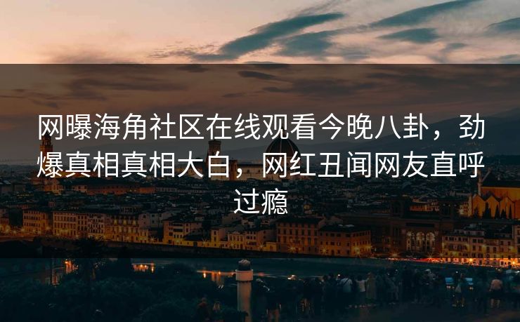 网曝海角社区在线观看今晚八卦，劲爆真相真相大白，网红丑闻网友直呼过瘾